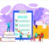 Rules in office concept, vector illustration. Legal law corporat