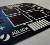 Solarzellen-Desgin, vier Solarzellen auf einem Sililzium-Wafer, kontaktiert mit Silber