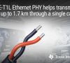 Der Ethernet-PHY DP83TD510E überträgt Signale mit 10 Mbit/s auf einem einzigen Twisted-Pair-Leiterpaar.